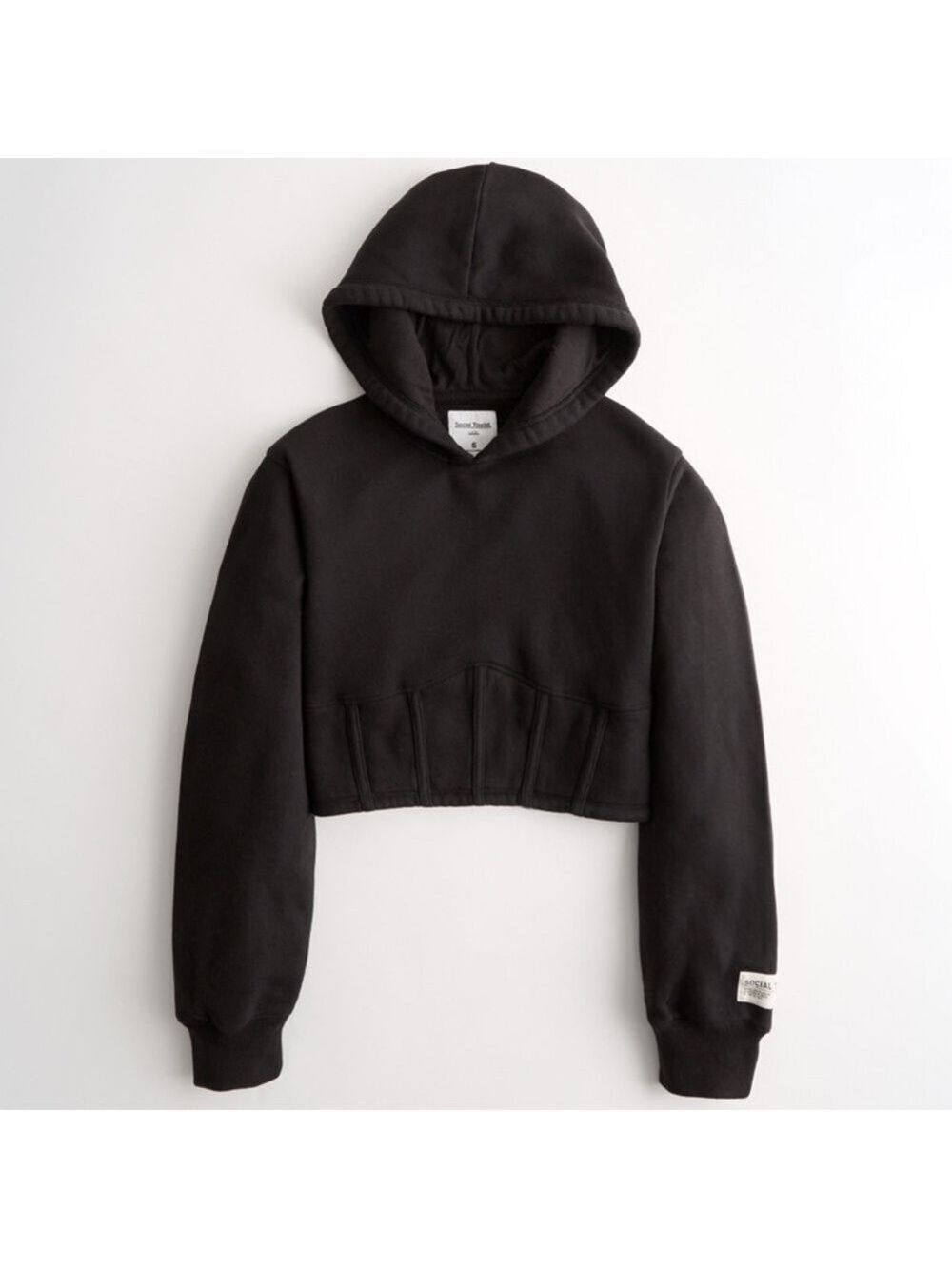 Social Tourist Crop Corset Detail Sweater Black XS